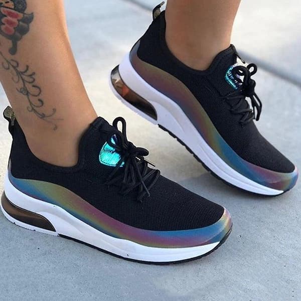 Modeplattform, Chunky sneakers med snörning Black 35