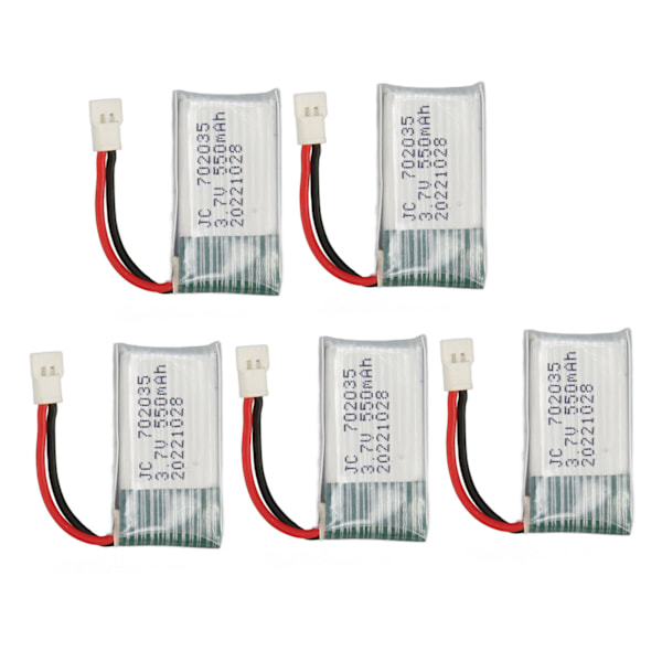 5 st 3.7V 550mAh Fjärrkontroll UAV Batteritillbehör för Hubsan X4 H107 H107L H107D MJXRC F47 DFD F180 RC Drönare
