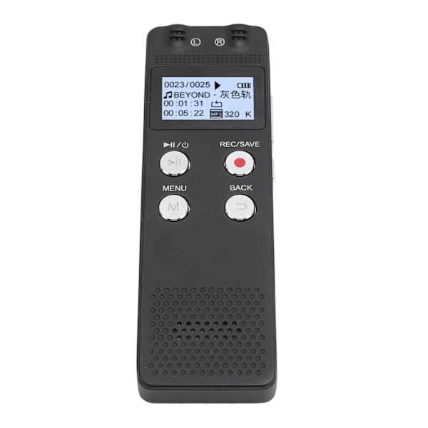 Digital röstinspelare Multifunktionell Klar Ljud En-Klicksinspelning MP3-spelare Liten Röstinspelare för Möte Intervju Föreläsning 16GB