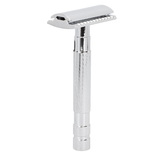 Säkerhetshyvel Vintage Stil Exakt Mjuk Säker Hållbar Halkfri Ergonomisk Design Dubbelrakhyvel Silver