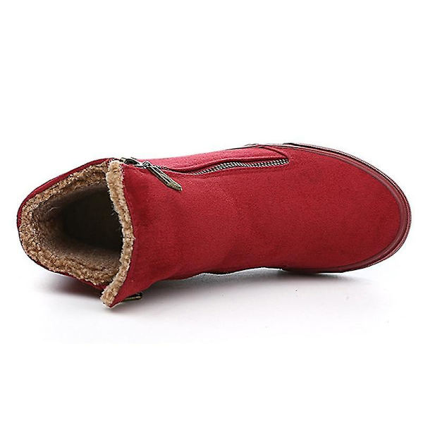 Vinter Kvinnor Varm Plysch Dragkedja Snow Boots Red 6