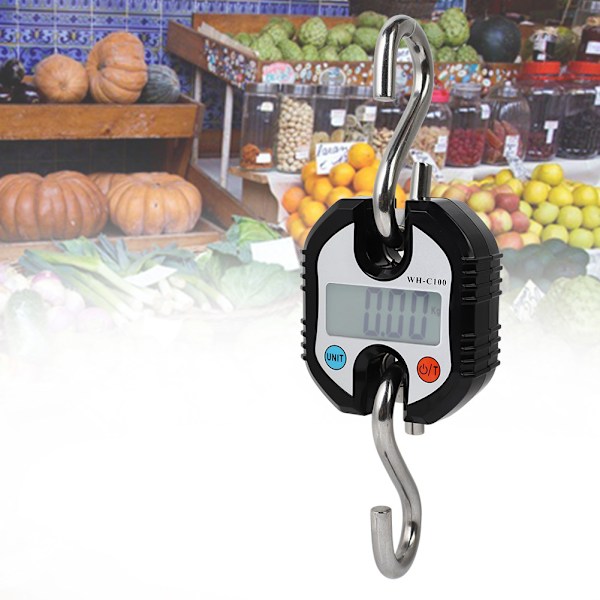 150kg Mini Portabel Krok Hängande Elektronisk LCD-Display Digital Våg (Svart)