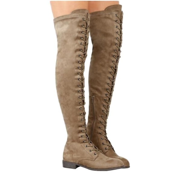 Lårhöga Kvinnor Western Over The Knee Boots Set-1 S401-khaki 7.5