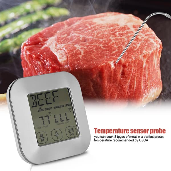 Digital matlagningstermometer med pekskärm och timer för BBQ Rökugn Sensorprob