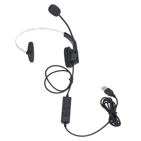 USB-headset med brusreducering, justerbar volym, huvudband, enkel öra, trådbunden datorhörlurar med mikrofon för kontor