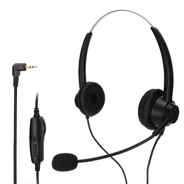 2,5 mm Telefonheadset Binaural Brusreducerande Call Center Hörlurar med Mikrofon Mute för Företagskundtjänst