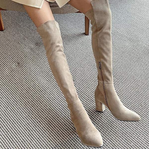 Högkvalitativa Over Knee Höga Stövlar Festskor 7.5cm heel gray 4