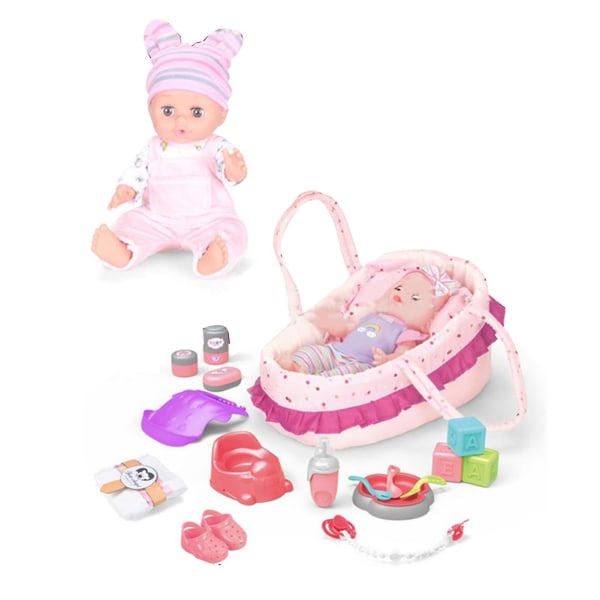 14 tum Reborn Doll Set Flexibla leder Roterbart huvudsimulering Mjuk vinyl naturtrogen baby