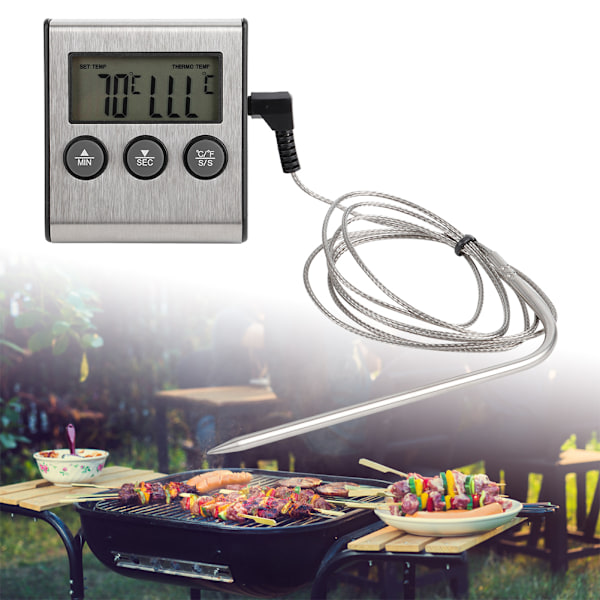 BBQ Termometer Kött Matlagningsprob Termometer med Timer Temperaturmätningsverktyg