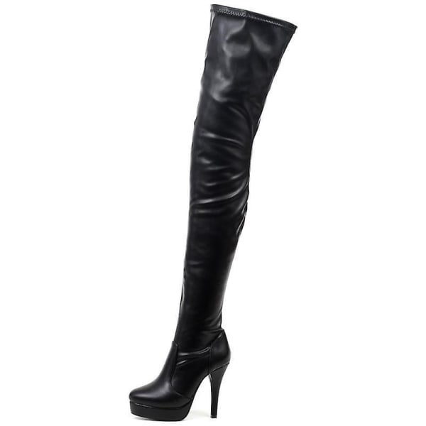 Unisex Pole Dancing, Rund Toe, Over The Knee Thigh Boots Black matt 11