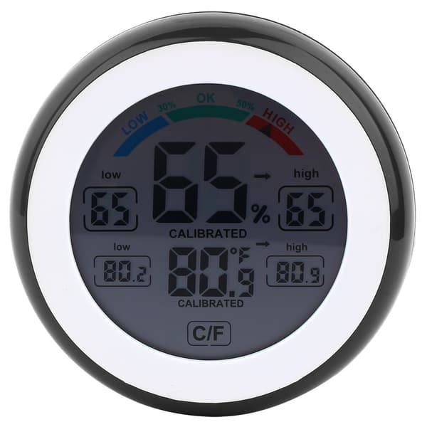Ny Rund Touchskärm Digital Termometer och Hygrometer Hem Inomhus Hygrometer (Svart)