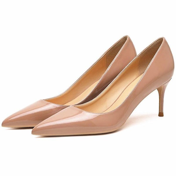 Högklackade skor i lackläder Nude color 6