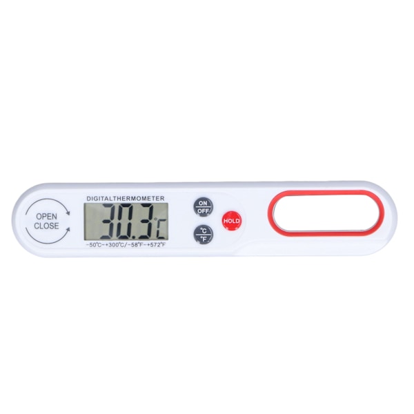 Digital Mattermometer Direktavläsning Noggrann Vikbar Mat BBQ Grill Matlagningstemperaturmätare med Batteri Vit