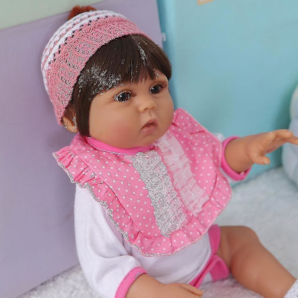 47 cm Mörkbrun Brun Hudfärg Bebe Doll Reborn Baby Girl Doll Full