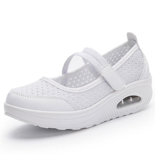Sommar Damskor Platt Plattform Bekväma Skor White 7