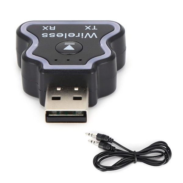 Bluetooth 5.0 Ljudsändare Mottagare Adapter Färgglatt Ambient Ljus USB Trådlös Ljudadapter