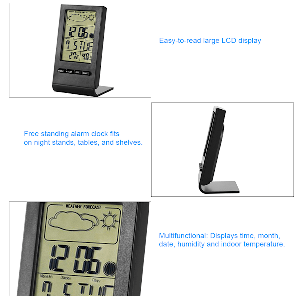 Digital Klocka Termometer Hygrometer Alarm Kalender Timer med Stor LCD-Display