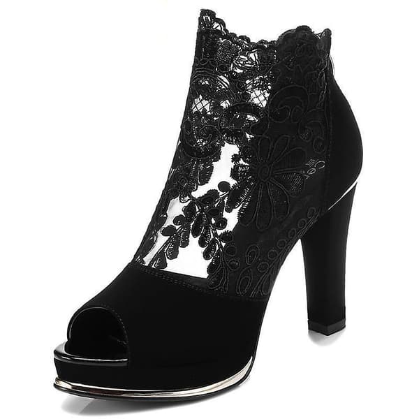 Sommar Mesh Peep Toe sandaler Black 35