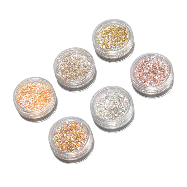 6 Färger Holografiskt Nagelglitter Kit Glittrande Konstdekoration för Hemmasalong Manikyr
