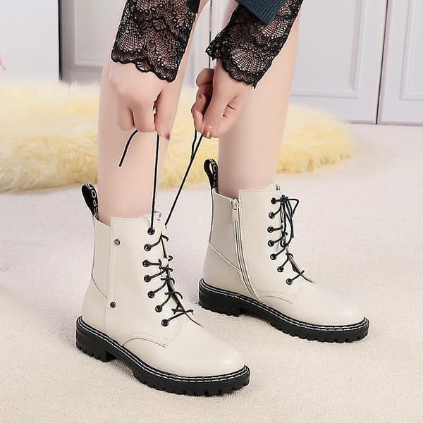 Snöskor i äkta läder, Vinterstövlar i ull för kvinnor black  with wool 11