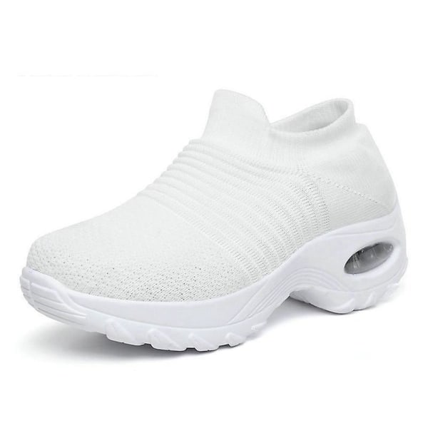 Casual- Chunky Knitted Platform, Walking Sneakers Set-b white 37