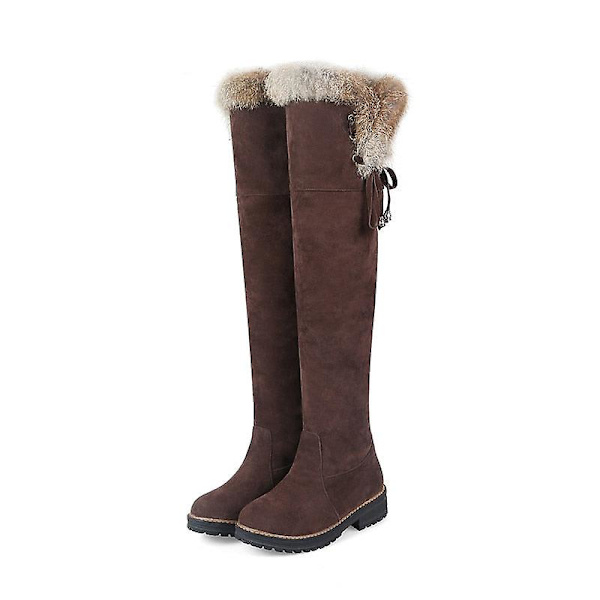Vintermocka Knähöga stövlar Dammode varma stövlar Brown 6