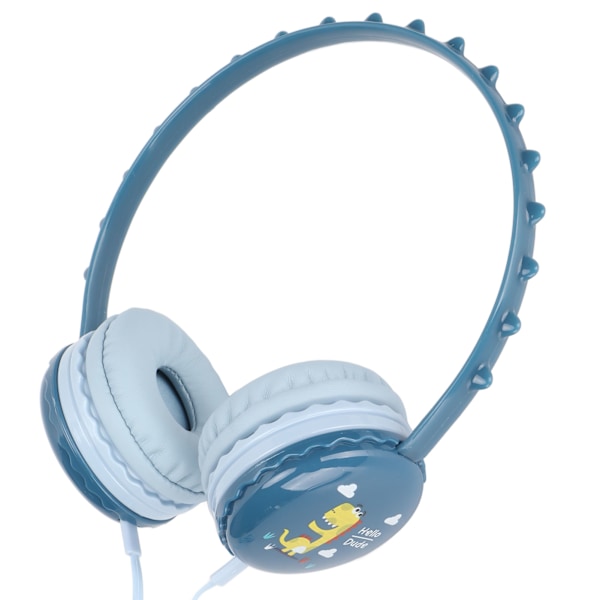 Trådlösa hörlurar för barn 3,5 mm jack Stereo Justerbar huvudband Söt barn Dinosaurie Headset för PC-surfplattor Blå