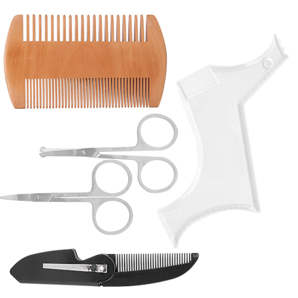 Transparent Skäggformningsmall Kam Sax Grooming Styling Set
