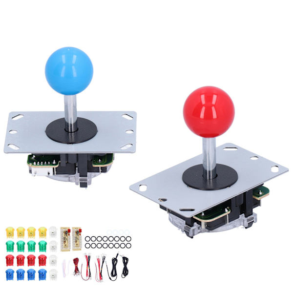 2-spelars Arkadspel DIY-kit Joystick-set LED Arkadknappar för Datorspel 5V