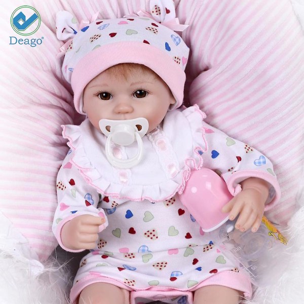 18 tums Reborn Baby Doll Vinyl Nyfödd Lovely Grill Verklighetstrogna söta baby med kläder