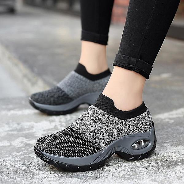 Casual- Chunky Knitted Platform, Walking Sneakers Set-e khaki 40