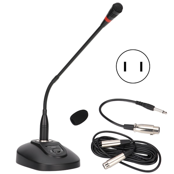 Gooseneck Trådbunden Mikrofon Justerbar Skrivbordsmikrofon med XLR till 6,35mm Kabel för Konferenssändning 100?240VUS Kontakt