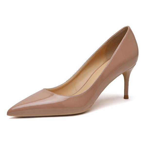 Högklackade skor i lackläder Nude color 10