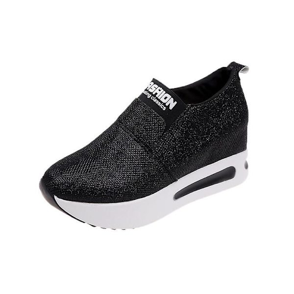 Slip-on ankelstövlar med platt tjock botten för damer BLACK 4