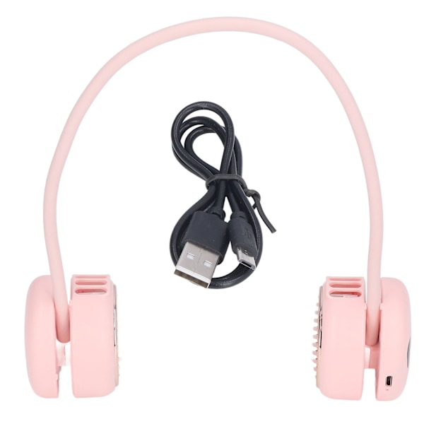 Halsfläkt 5 Hastigheter 720 Grader Justerbar USB Laddning Infällbar Slang Handsfree Bärbar Fläkt för Löpning Cykling Rosa