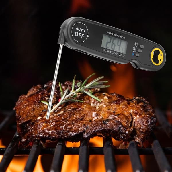 Vattentät Vikbar BBQ Termometer Digital Kök Matlagning Temperaturmätare Svart