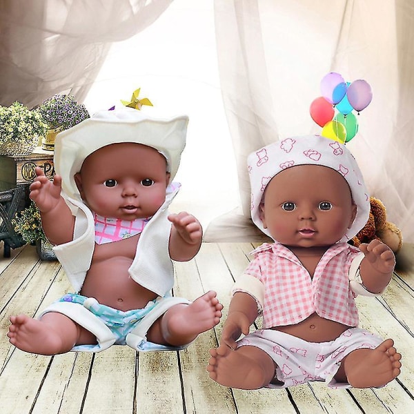 30 cm Bebe Reborn Black American Doll Handgjord hel silikon Vinyl Baby Mjuk Naturtrogna Nyfödd Baby Doll Toy Girl Julklapp