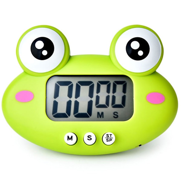 Animal Timer Student Magnetisk Digital Digital 100 Minuters Nedräkningstimer Med Batteri för Kök Skogsgrön Groda