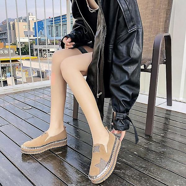 Kvinna Casual Platt Mjuk, Walking Skor Sneaker kaqi 36