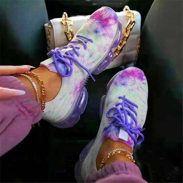 Sneakers för kvinnor, skor med snörning i mesh purple 35