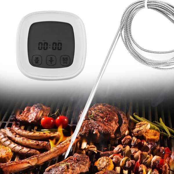 Digital elektronisk köks- och grilltermometer med pekskärm och timer (Vanlig sond)