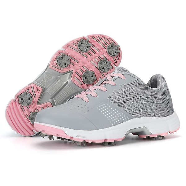 Vattentät - Utomhusspikar, golfsneakersskor GrayPink 7.5