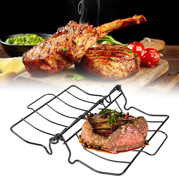 Hopfällbart Non-stick BBQ Grillställ Biffhållare Rostningsställ Inomhus Utomhus Köksredskap