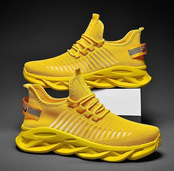 Nya Mesh lätta snörningssneakers för män Yellow 41