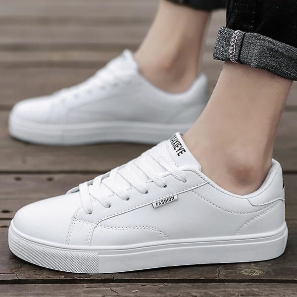 Höst- Läder Vulkaniserad Plattform, Tennis Casual, Sneakers Skor MA66 White 10