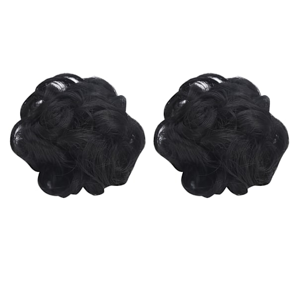 Svart Falsk Hårknut Högtemperaturfiber Syntetisk Chignon Lockig Förlängningsperuk