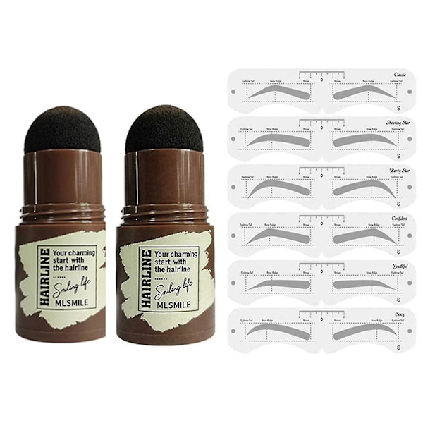 Ögonbryn Stämpel Shaping Kit Återanvändbar makeup Brow Powder Stencil Bärbar vattentät kosmetisk set svart