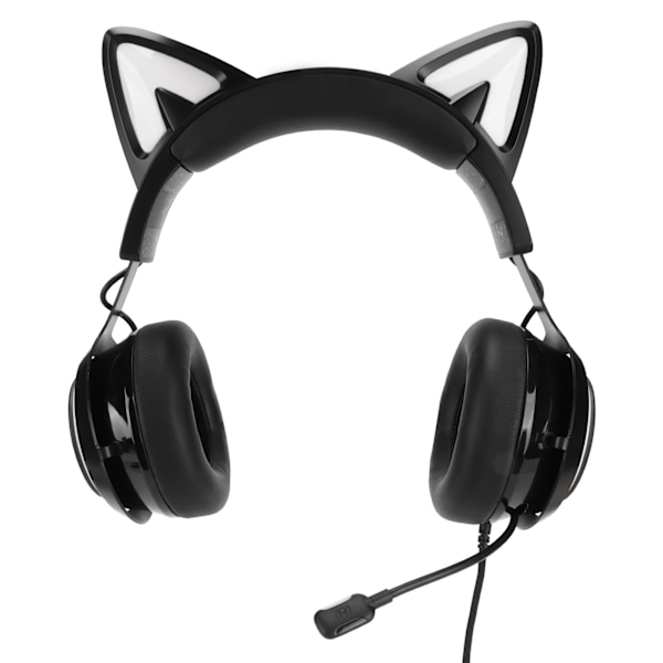 Spelheadset med mikrofon Hög känslighet USB-trådbundna hörlurar Kattöron-huvudbandsdesign