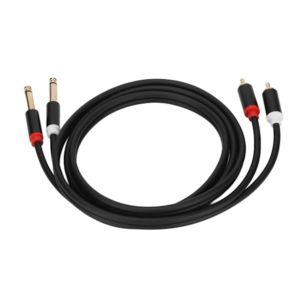 1/4in Dubbel RCA till Dubbel TS Kabel 1.5m 6.35mm 2 RCA Port till 2 TS Port Kabel Stereo Interconnect Sladd