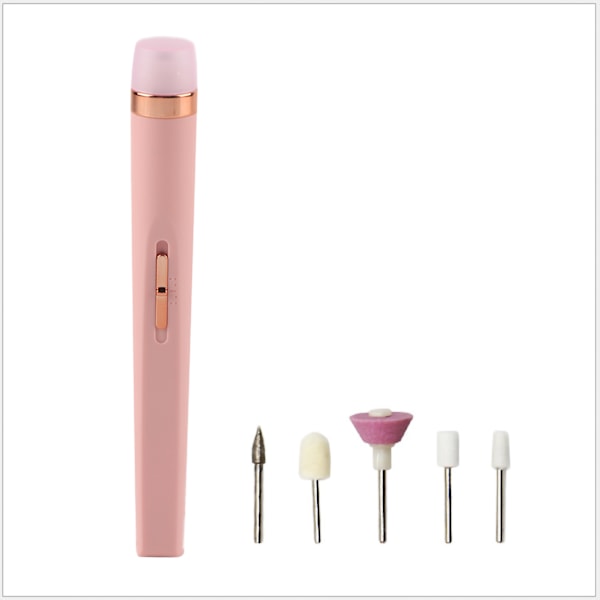 5 i 1 Bärbar Elektrisk Nagelborrmaskin USB-laddning Slipning Med LED-ljus